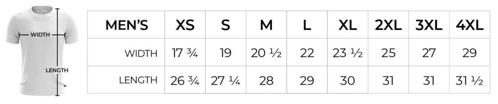 Jomez Pro Men's Jersey Sizing Chart