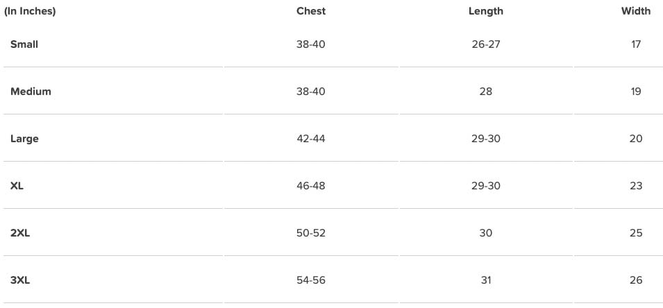 JomezPro Eagle McMahon Scared of Life Shirt Sizing Guide