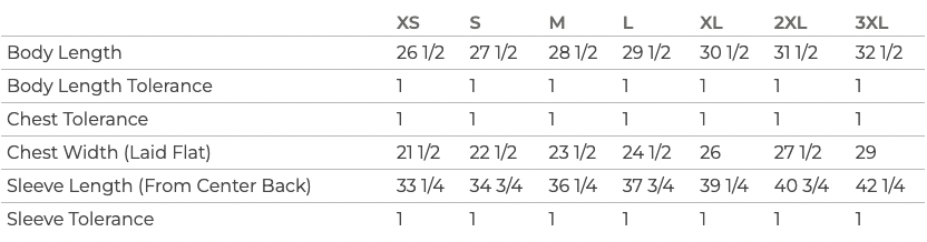 JomezPro Windbreaker Sizing Chart