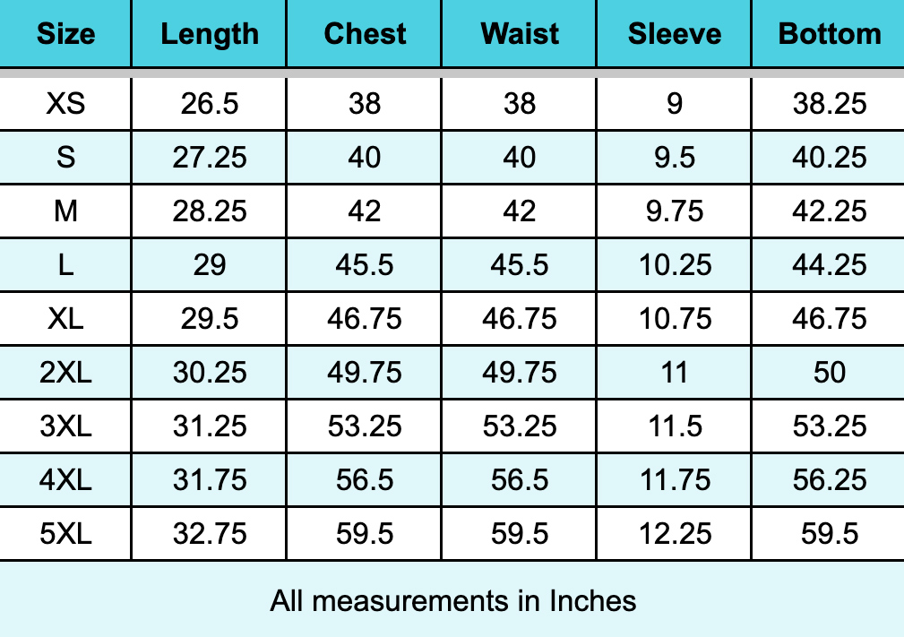 JomezPro 2024 Jersey Sizing Chart