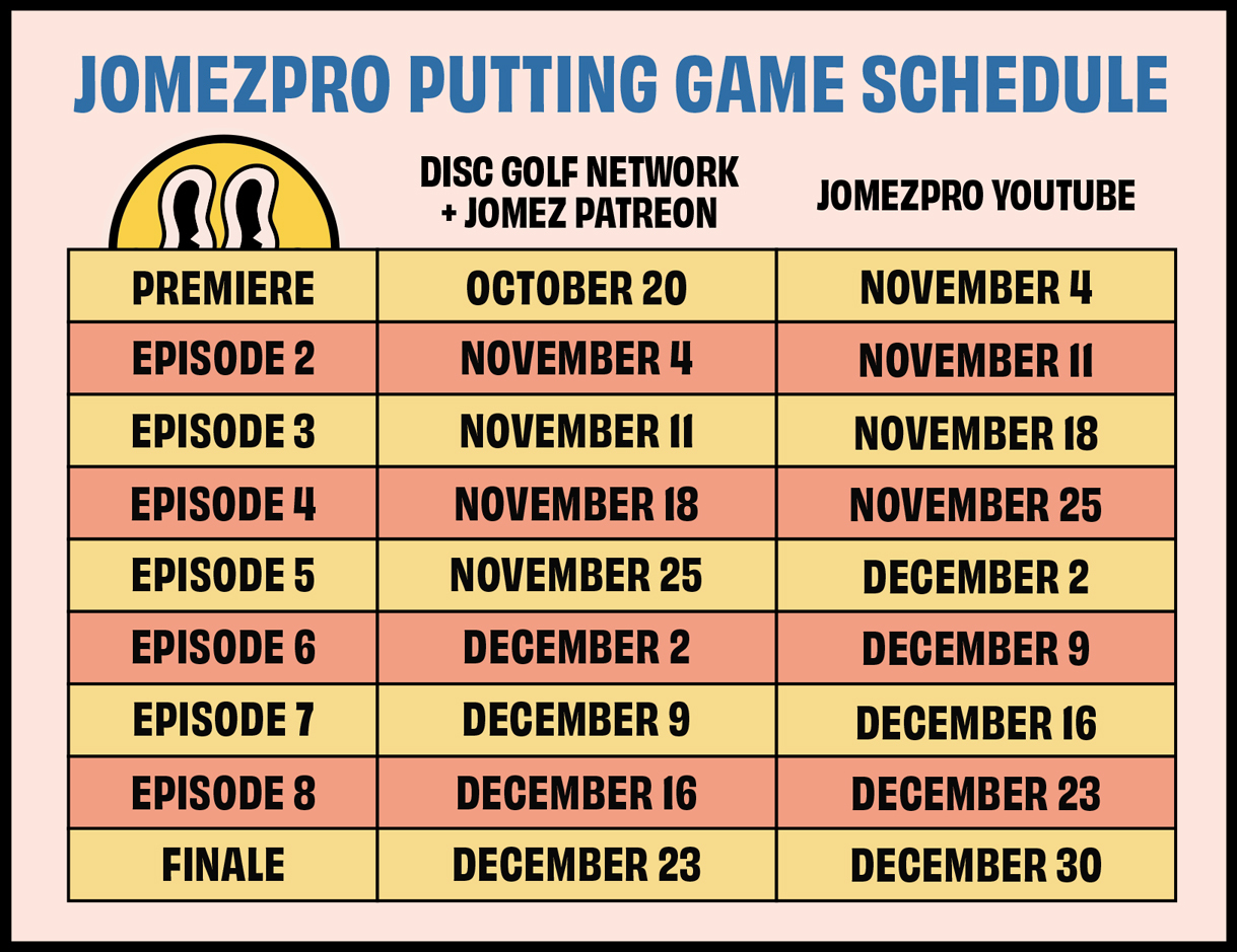 JomezPro Putting Game Season 3 Schedule